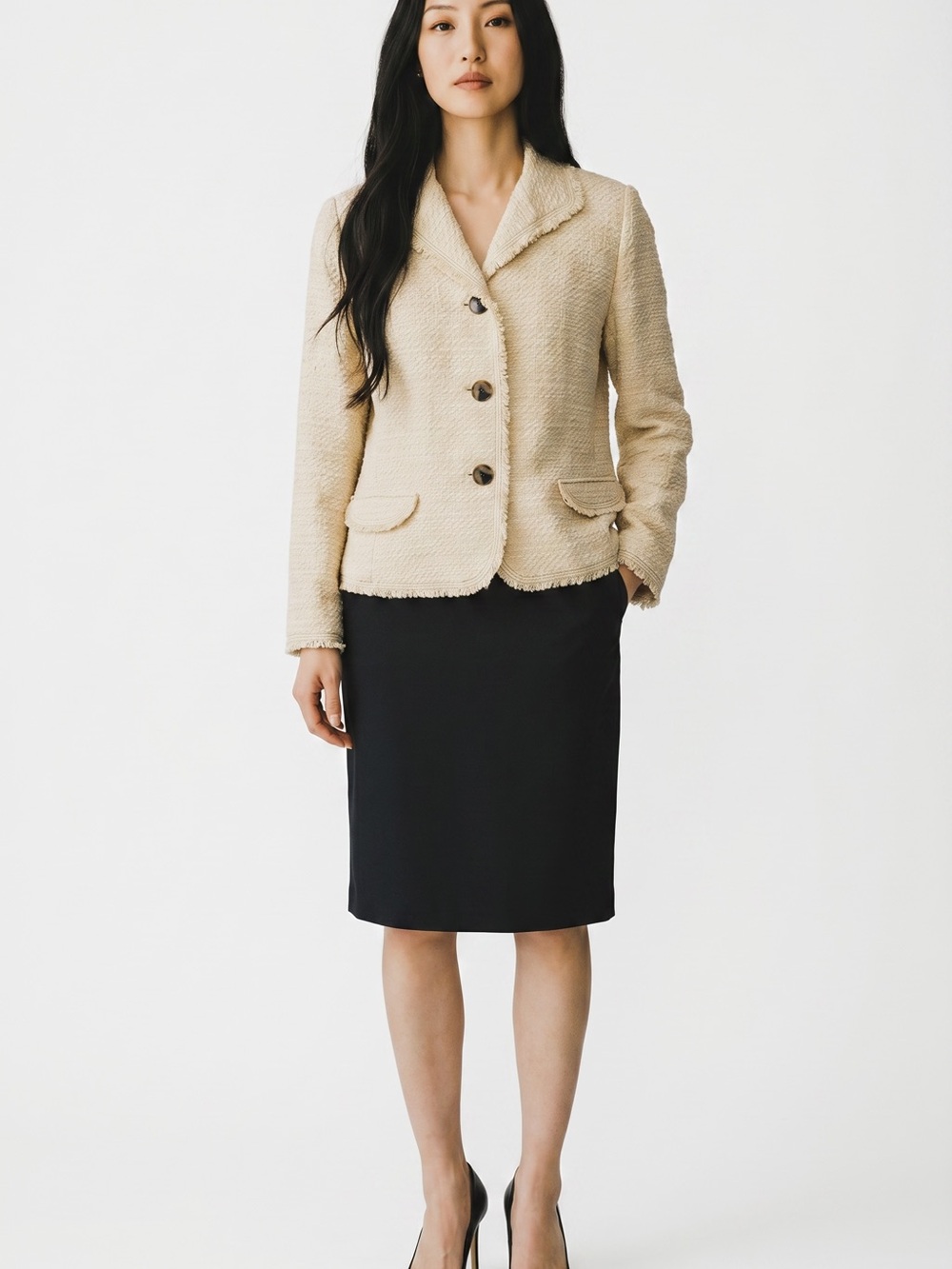 Sigrid Olsen Collection Cream Textured Bouclé Women’s Jacket - EUC